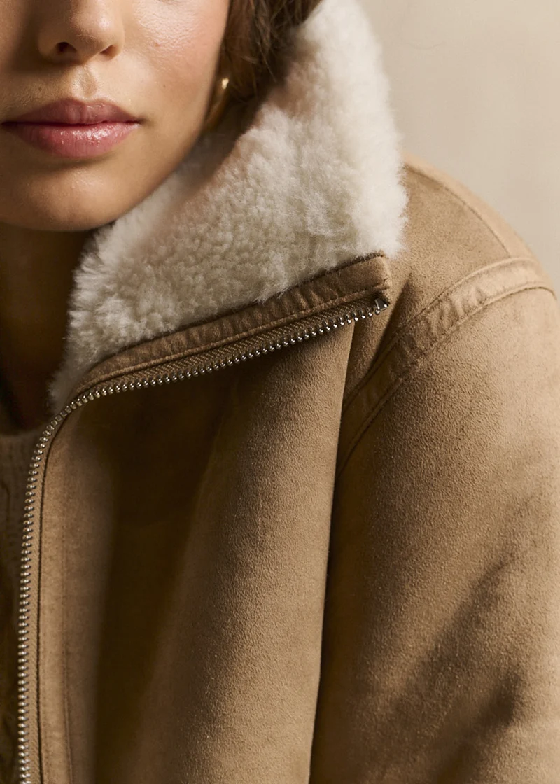 Manteau aviateur fausse peau lainée