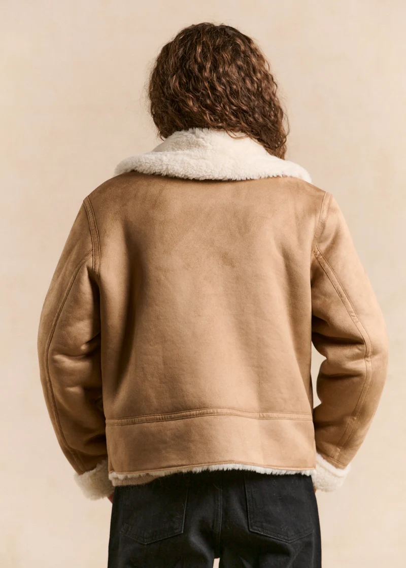 Manteau aviateur fausse peau lainée