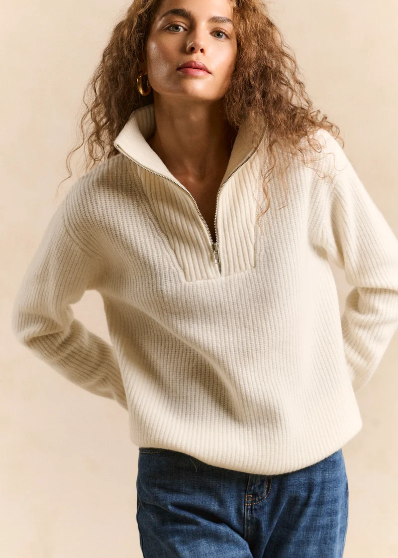 Pull col camionneur zippé en laine