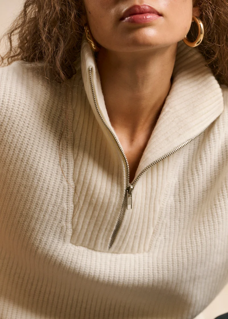 Pull col camionneur zippé en laine