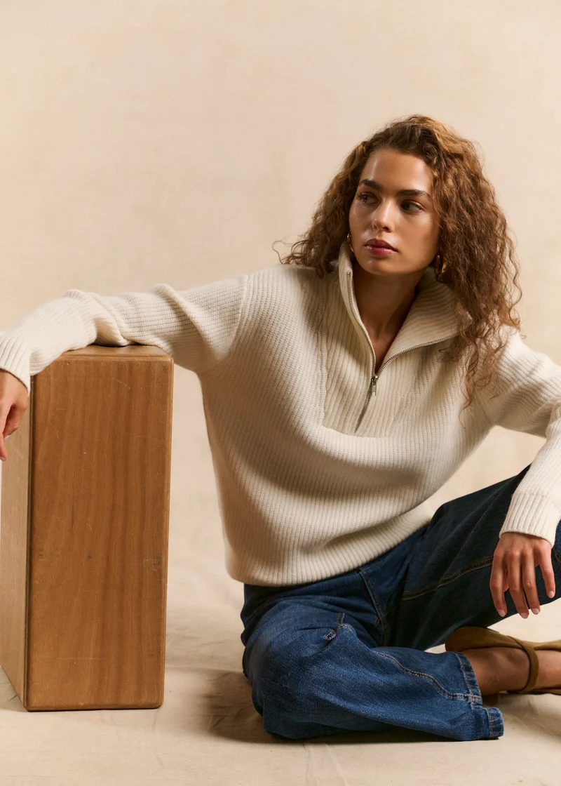 Pull col camionneur zippé en laine