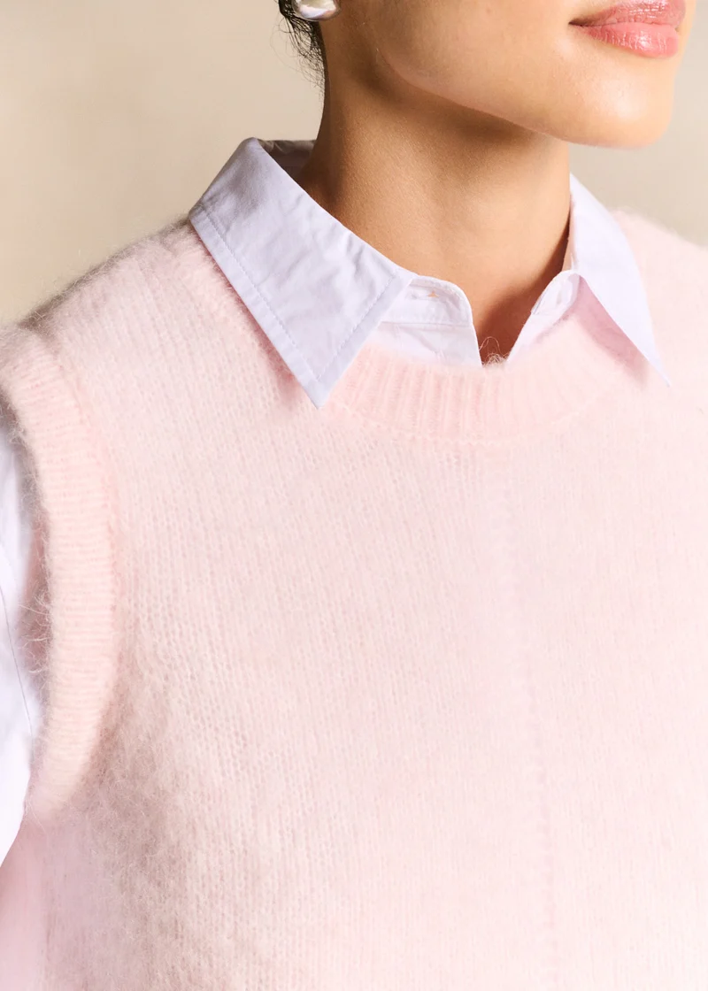 Pull sans manches en maille mohair coupe droite