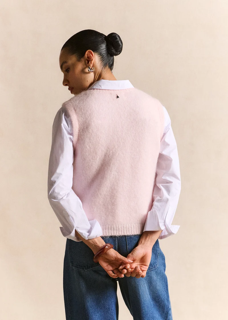 Pull sans manches en maille mohair coupe droite