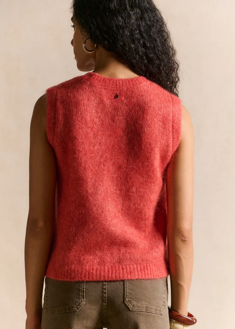 Pull sans manches en maille mohair coupe droite