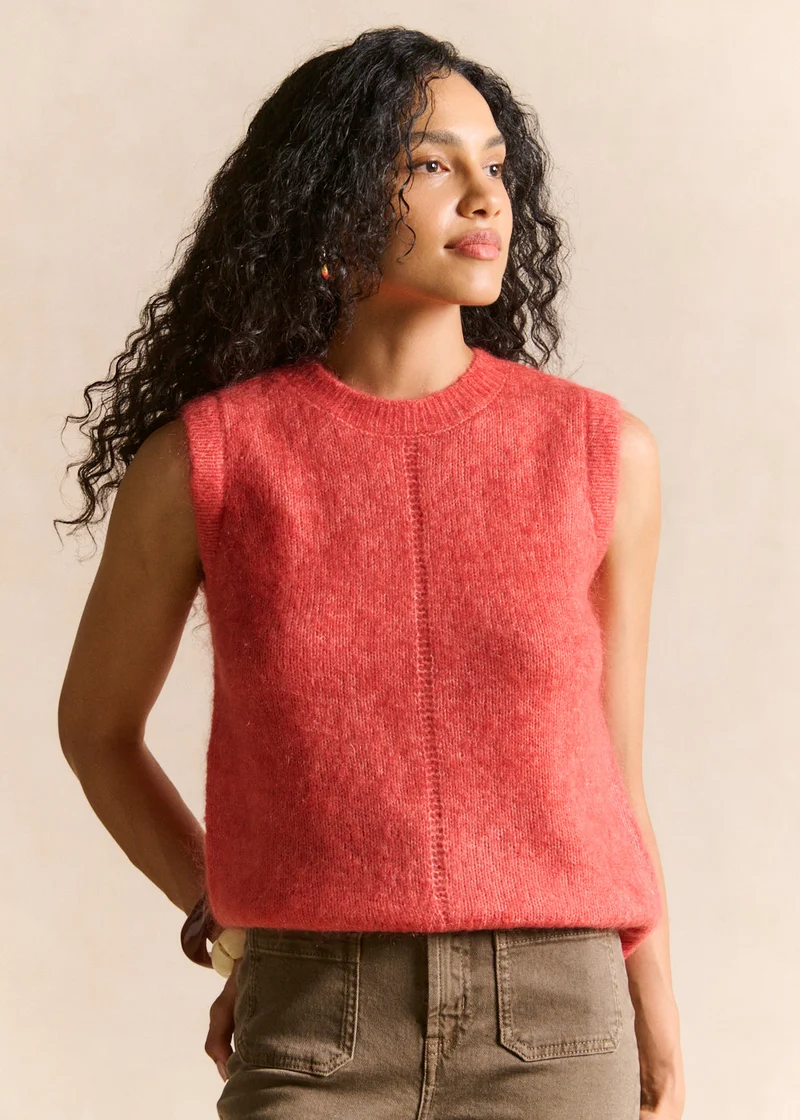 Pull sans manches en maille mohair coupe droite