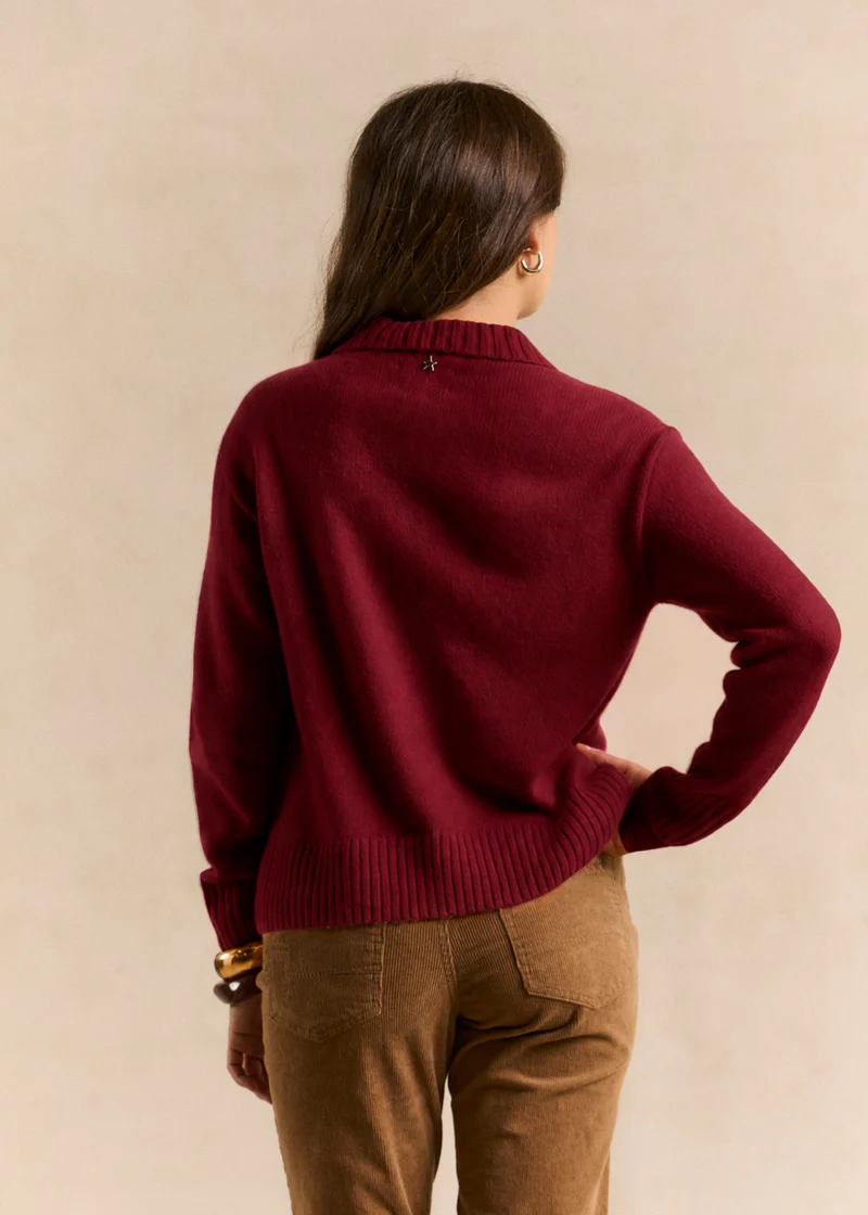 Pull col polo en maille écrue