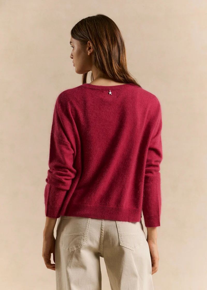 Pull col bateau en laine et cachemire gratté