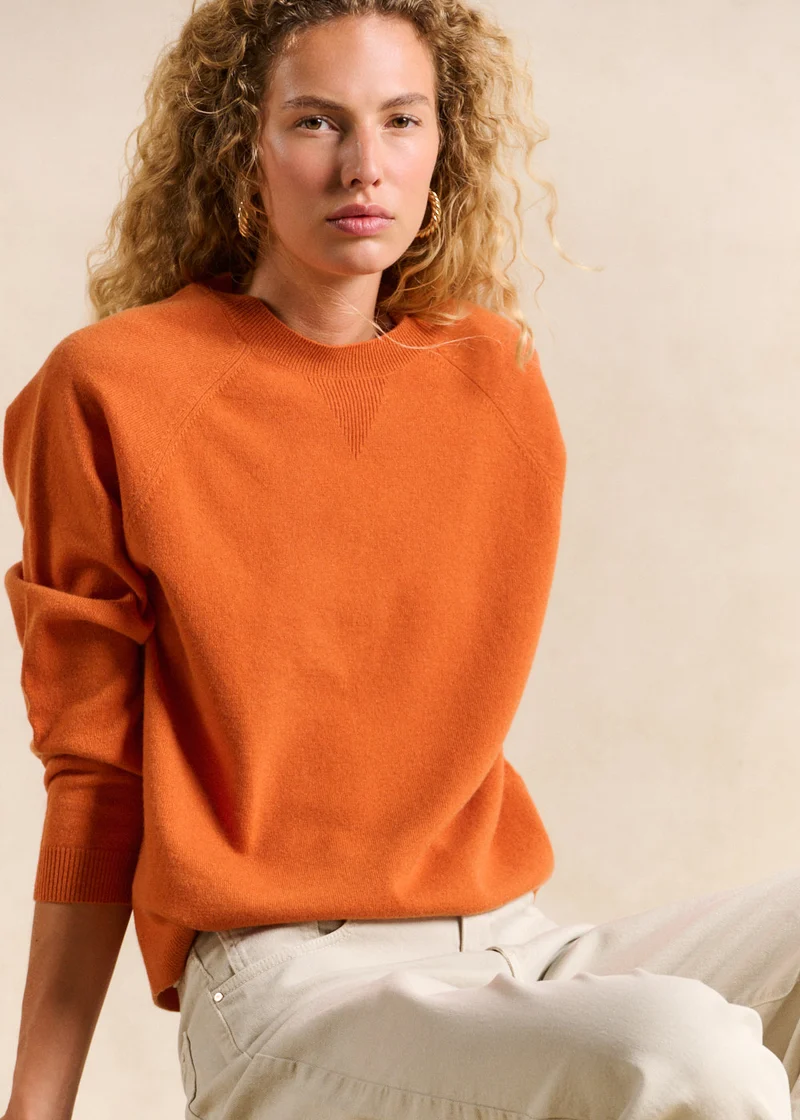 Pull en laine col rond détail col