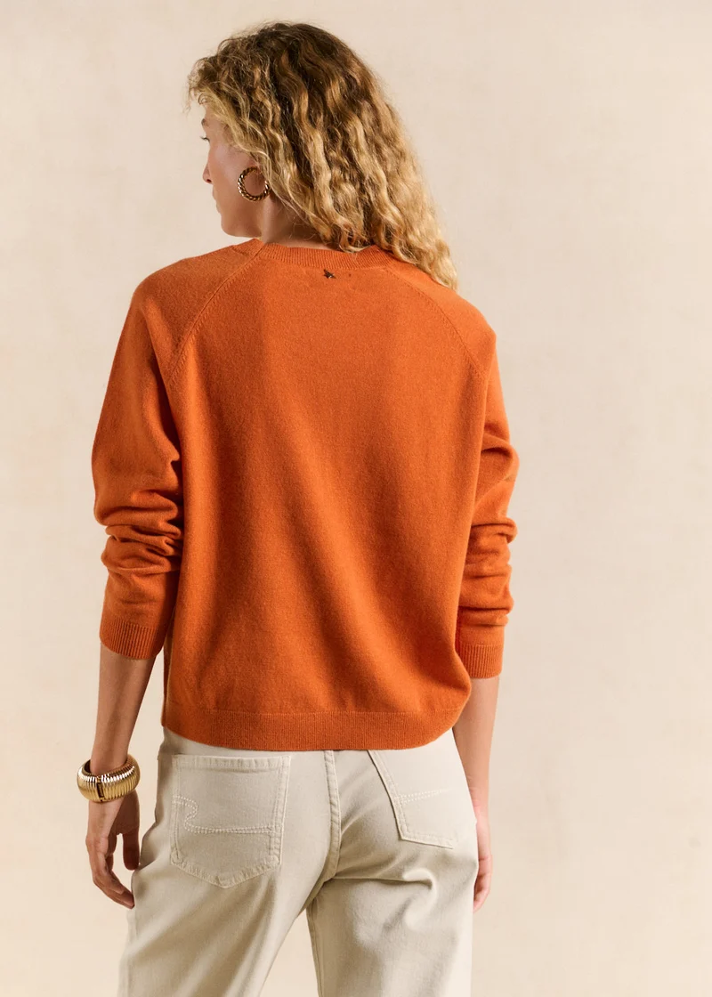 Pull en laine col rond détail col