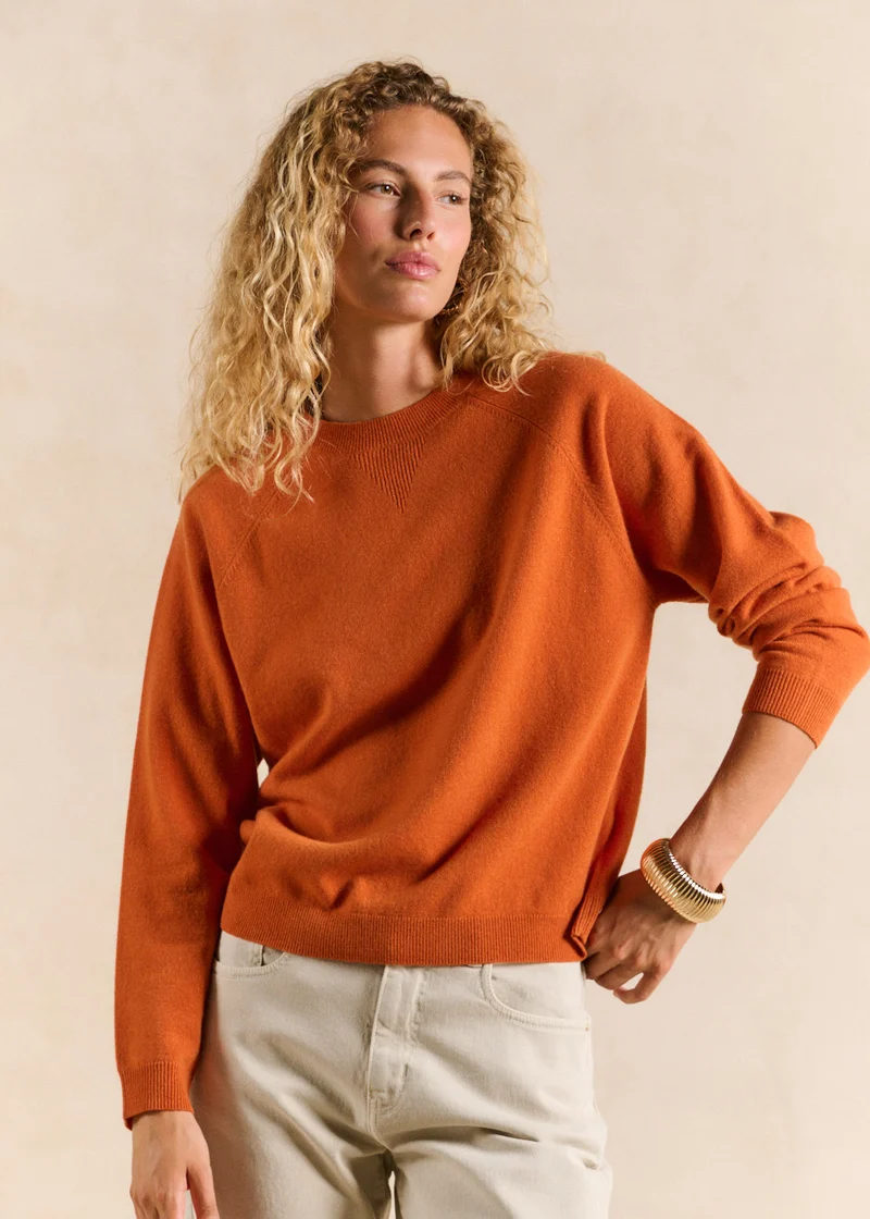 Pull en laine col rond détail col