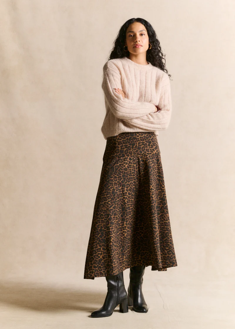 Pull col rond en maille ajourée