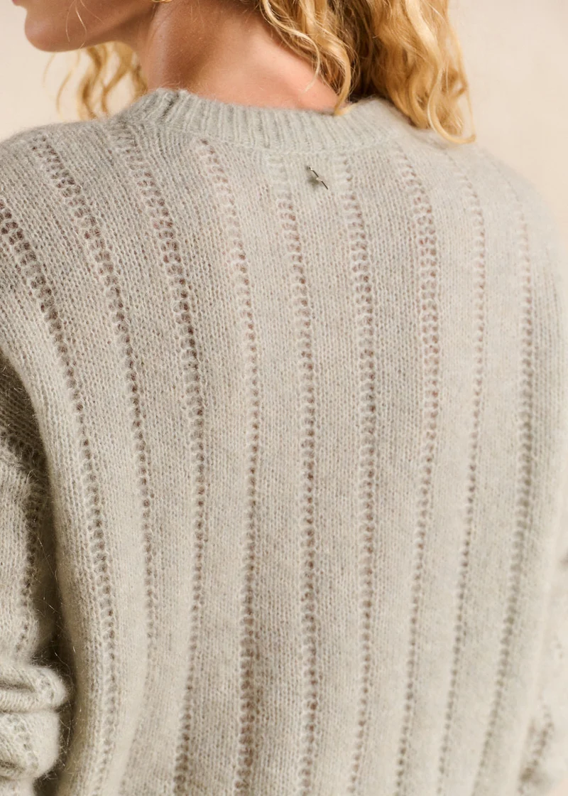 Pull col rond en maille ajourée