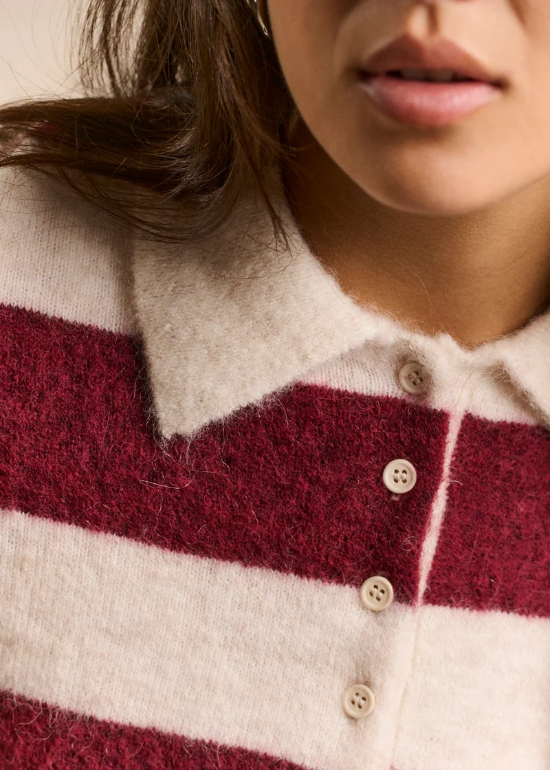 Pull col polo rayé