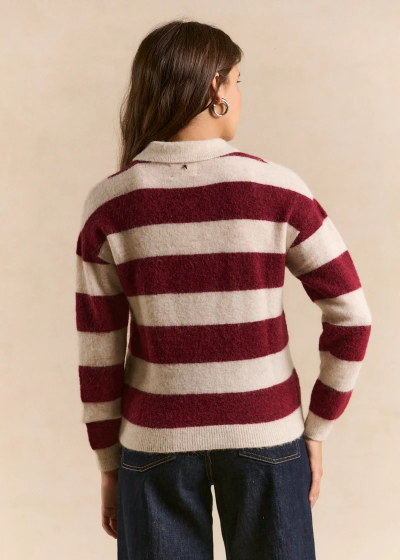 Pull col polo rayé