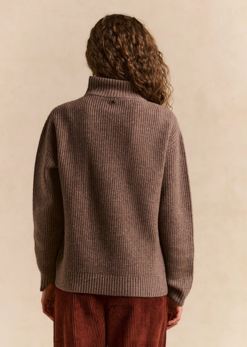 Pull col camionneur zippé en laine
