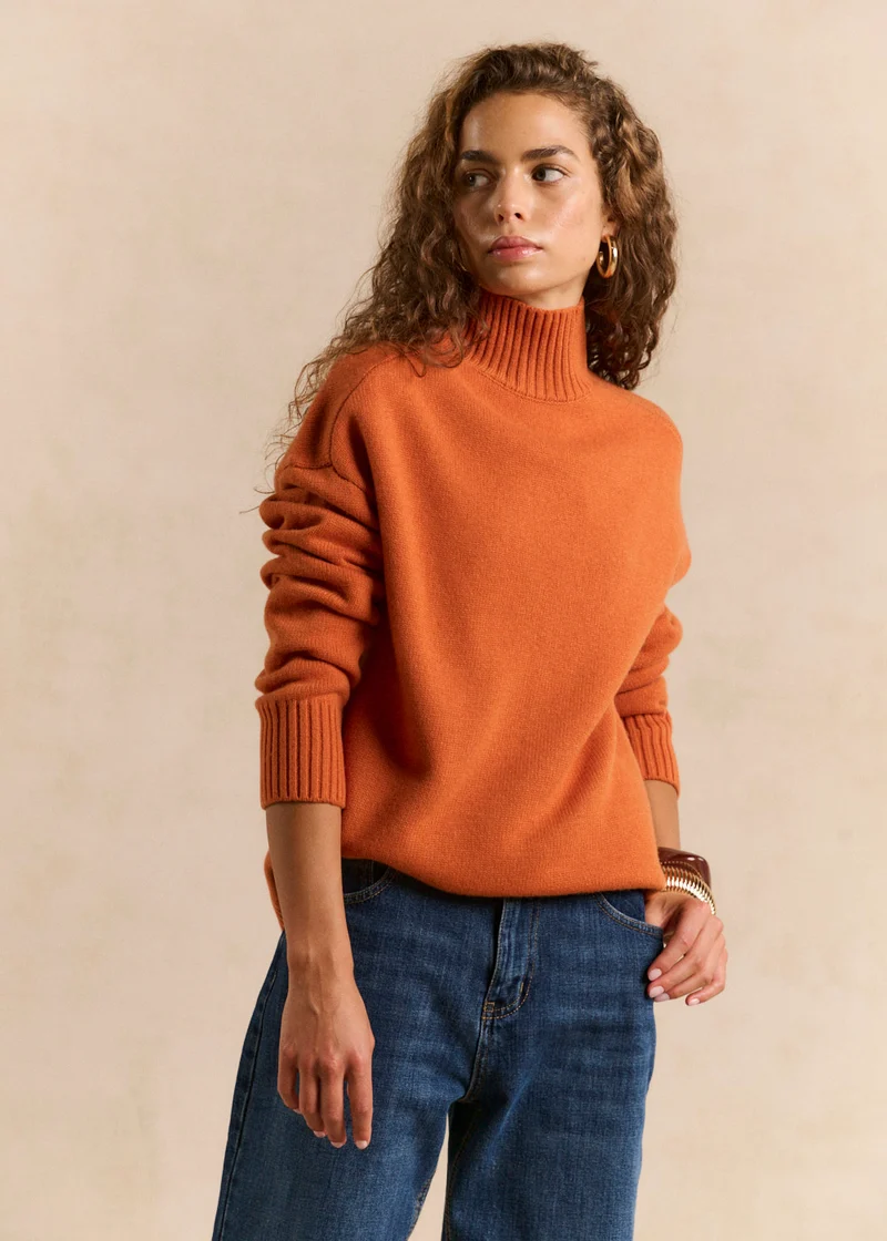 Pull laine col montant