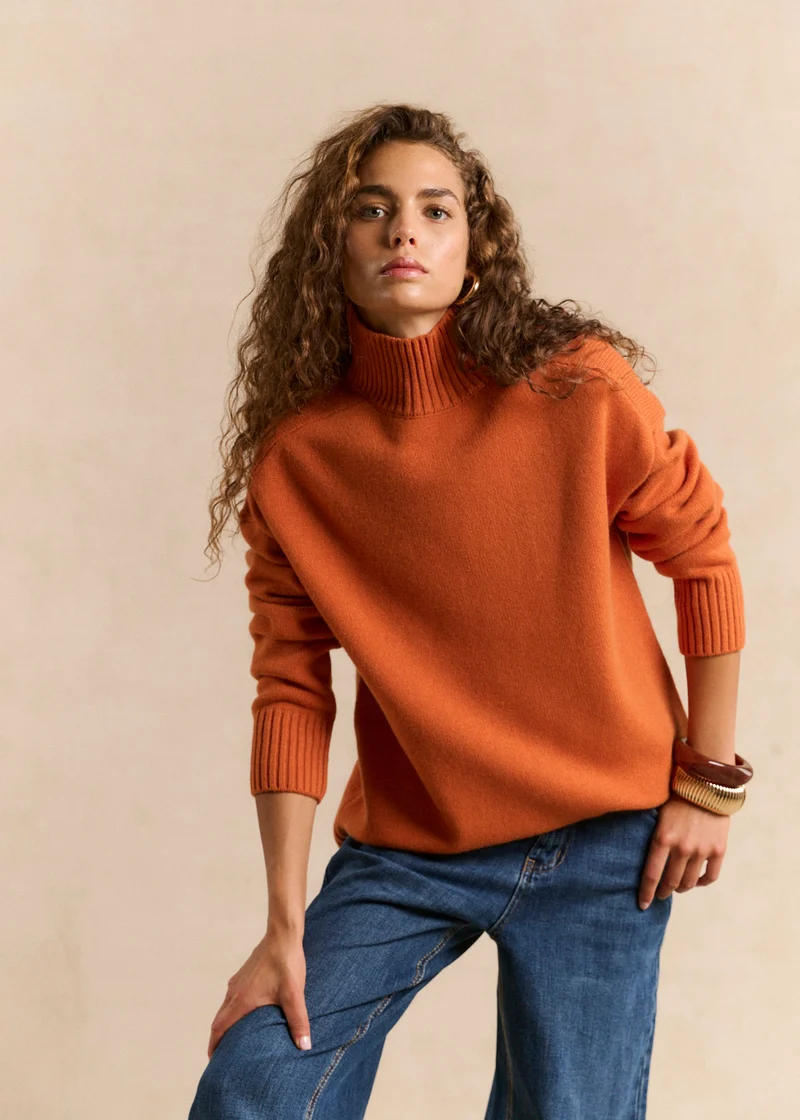 Pull laine col montant