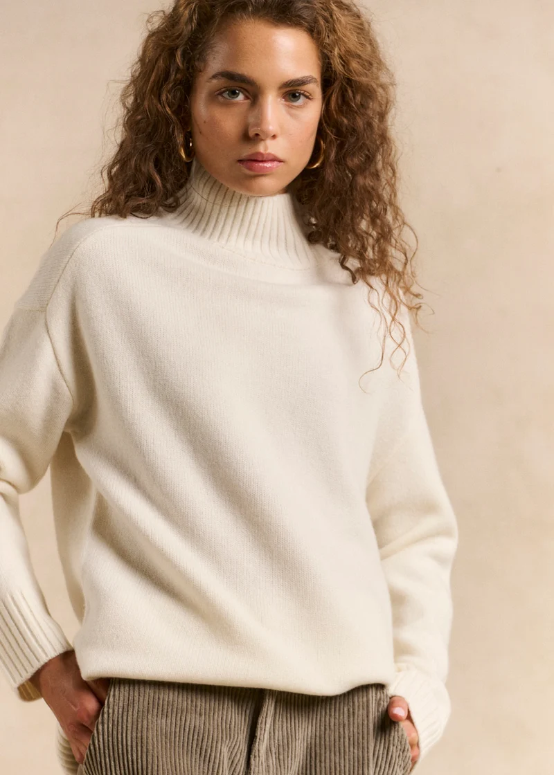 Pull laine col montant