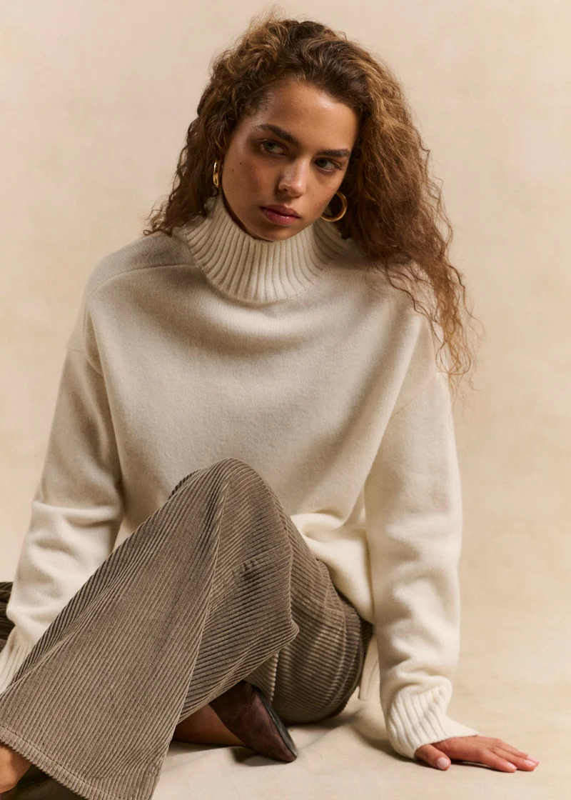 Pull laine col montant