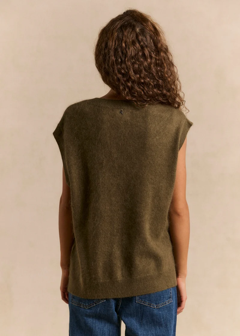 Pull sans manches ample en laine et cachemire