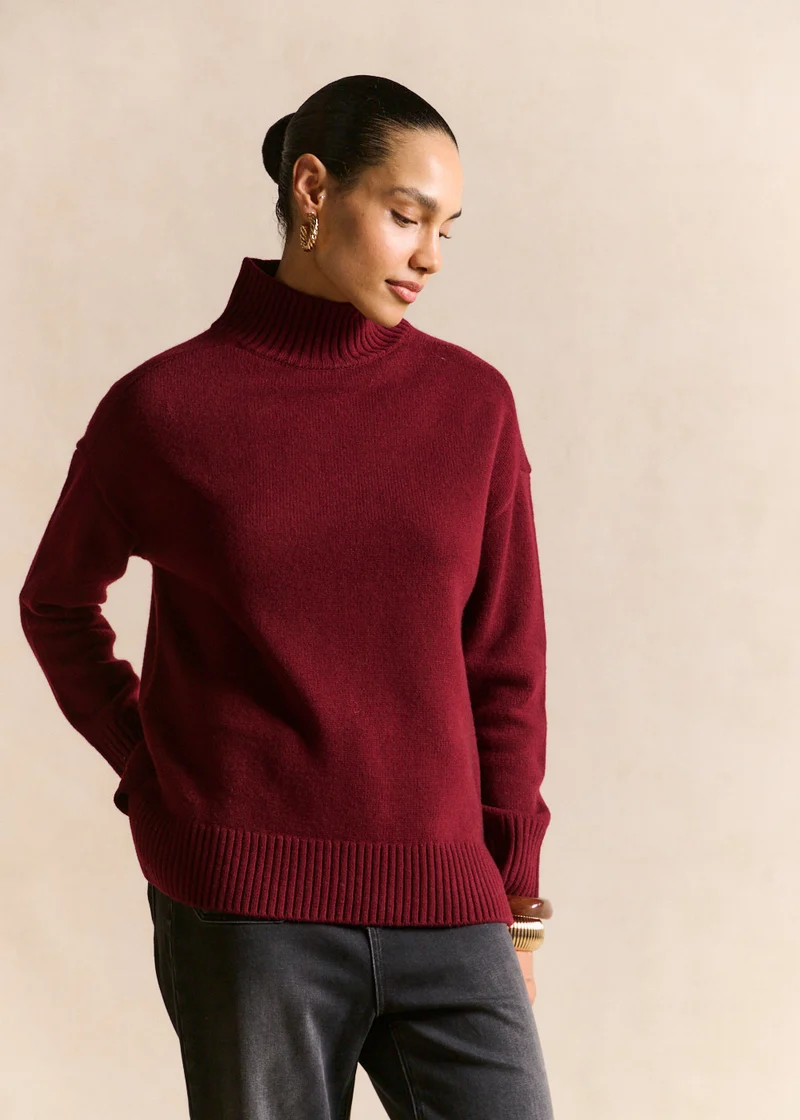 Pull laine col montant