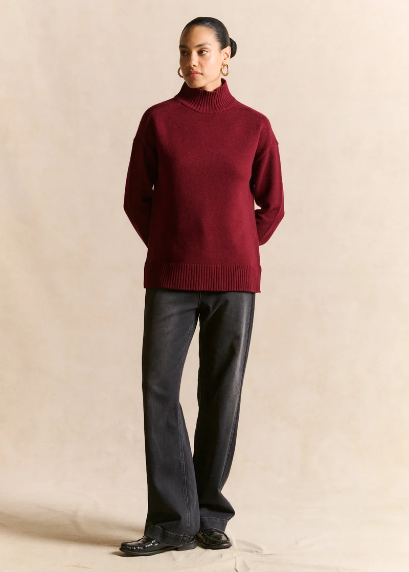 Pull laine col montant