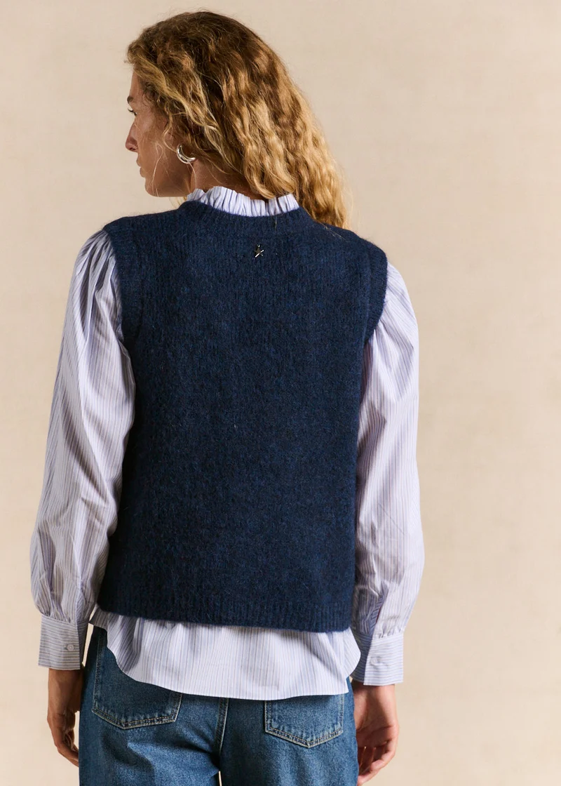 Pull sans manches en maille mohair coupe droite