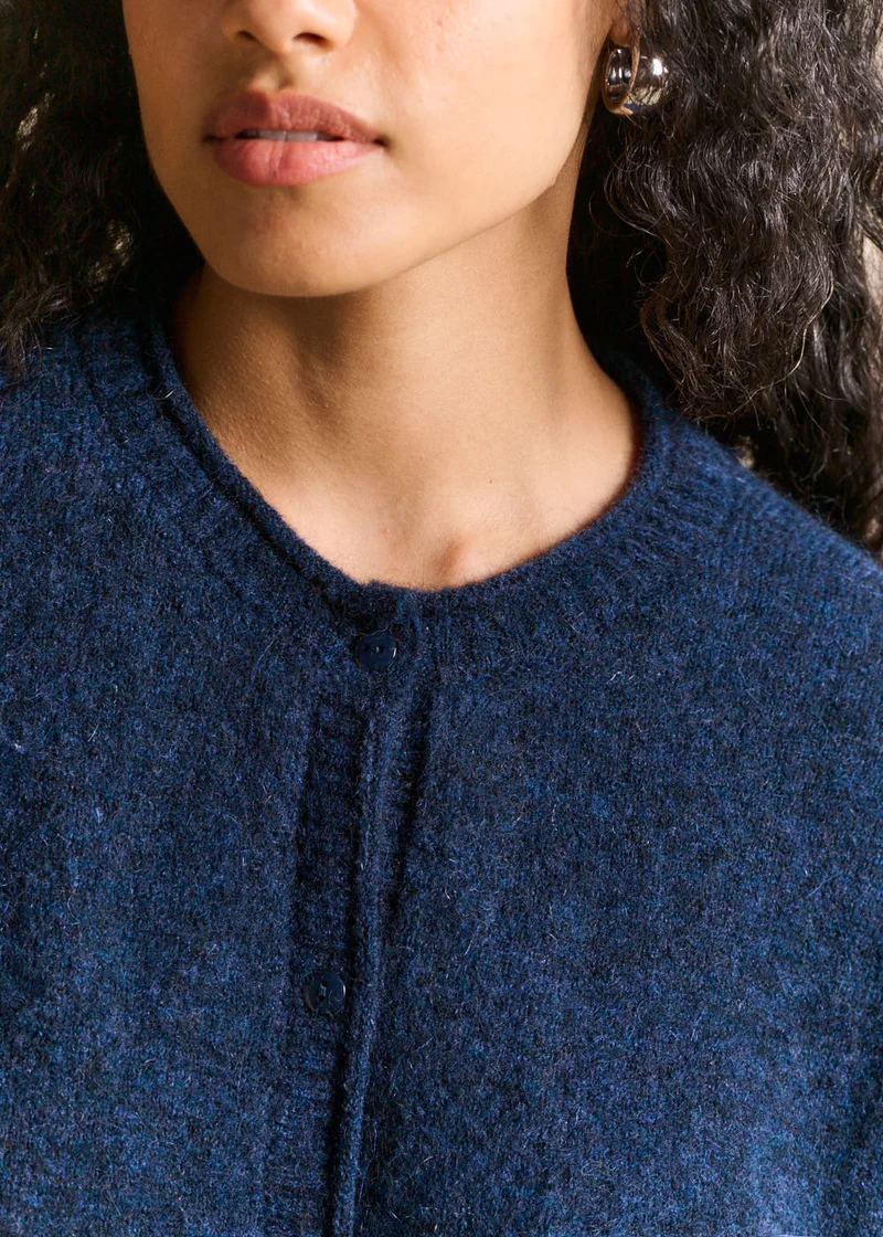 Gilet cardigan en mohair col rond