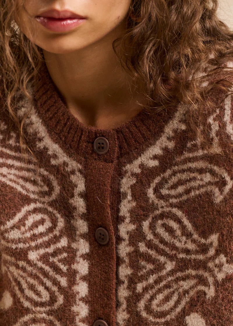 Gilet en maille jacquard motif bandana