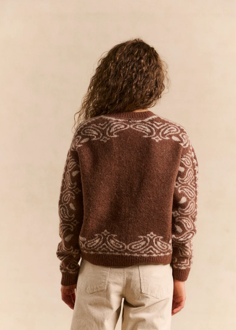 Gilet en maille jacquard motif bandana