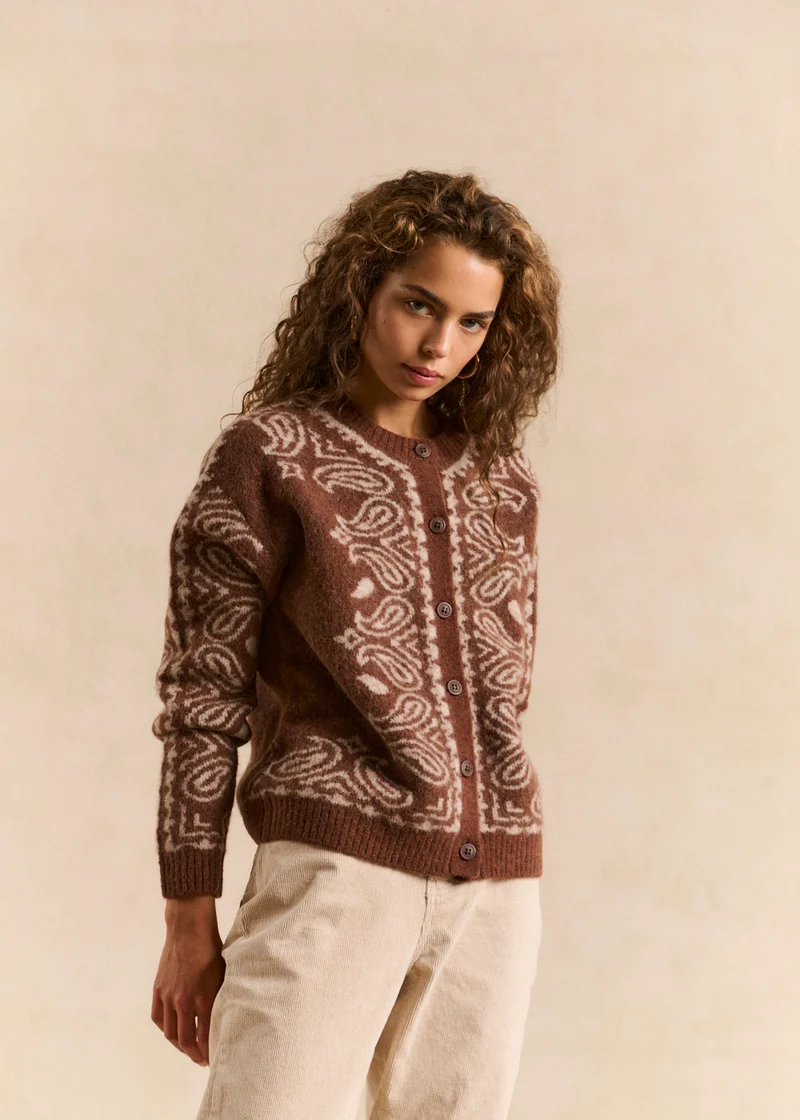 Gilet en maille jacquard motif bandana