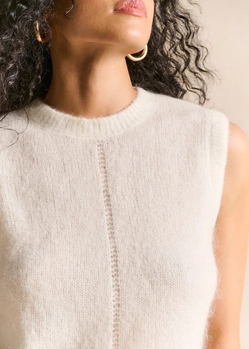 Pull sans manches en maille mohair coupe droite