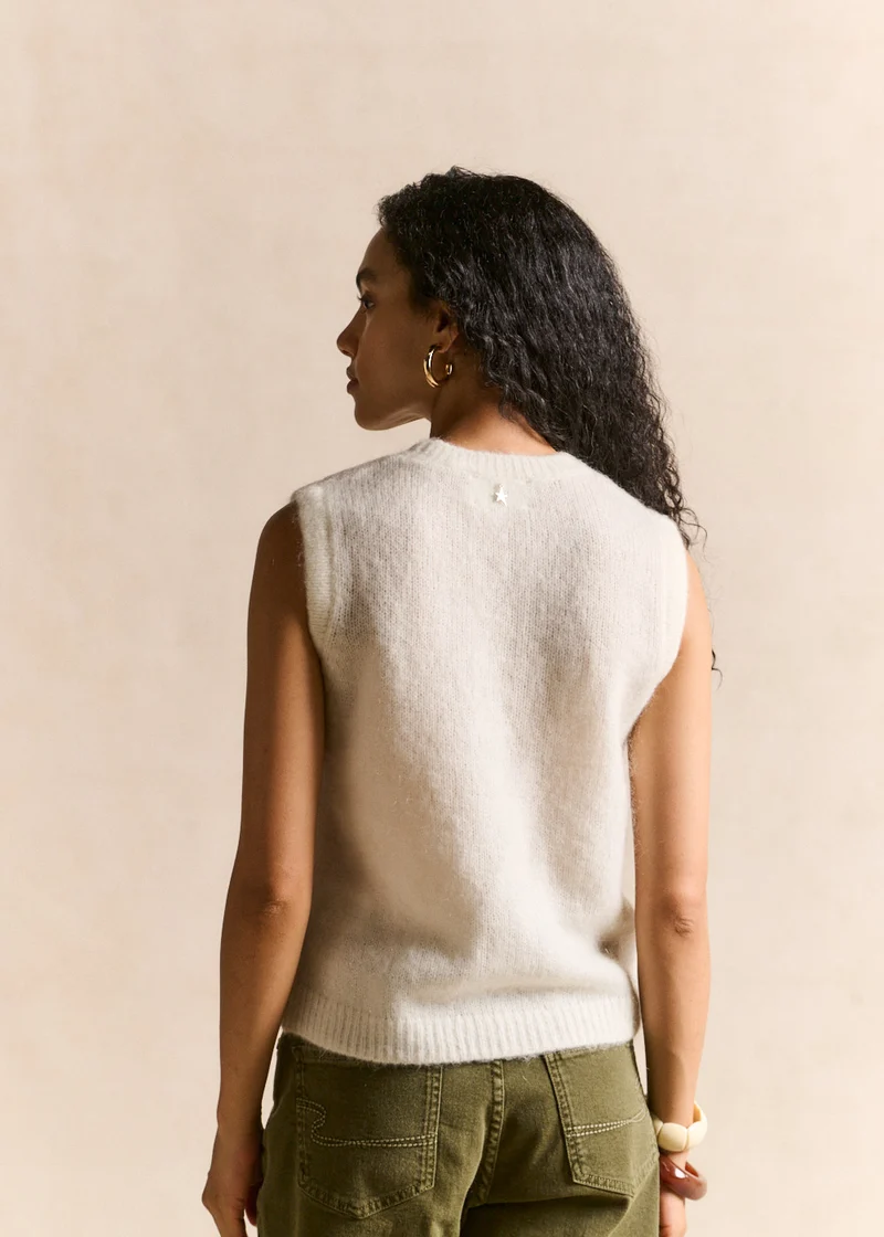 Pull sans manches en maille mohair coupe droite
