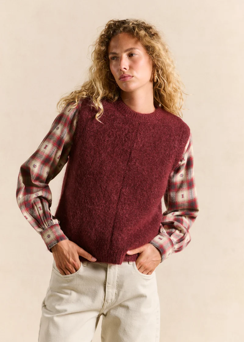 Pull sans manches en maille mohair coupe droite