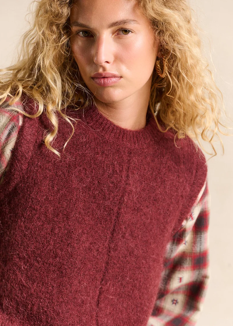 Pull sans manches en maille mohair coupe droite