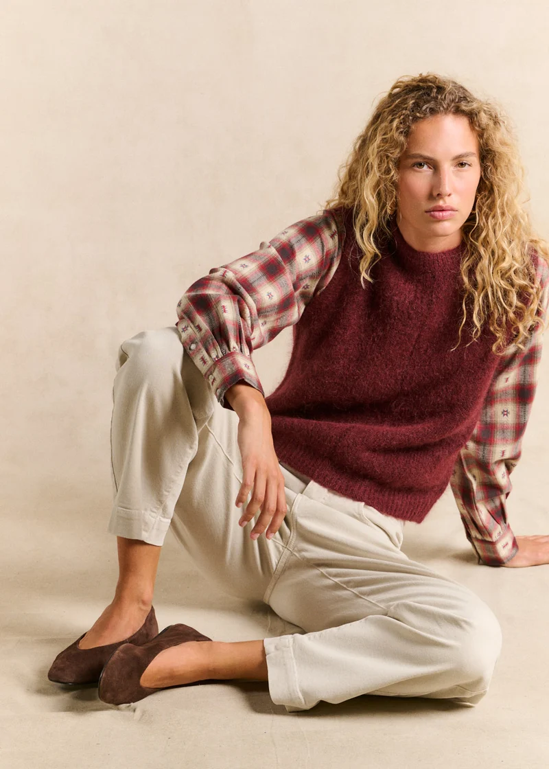 Pull sans manches en maille mohair coupe droite