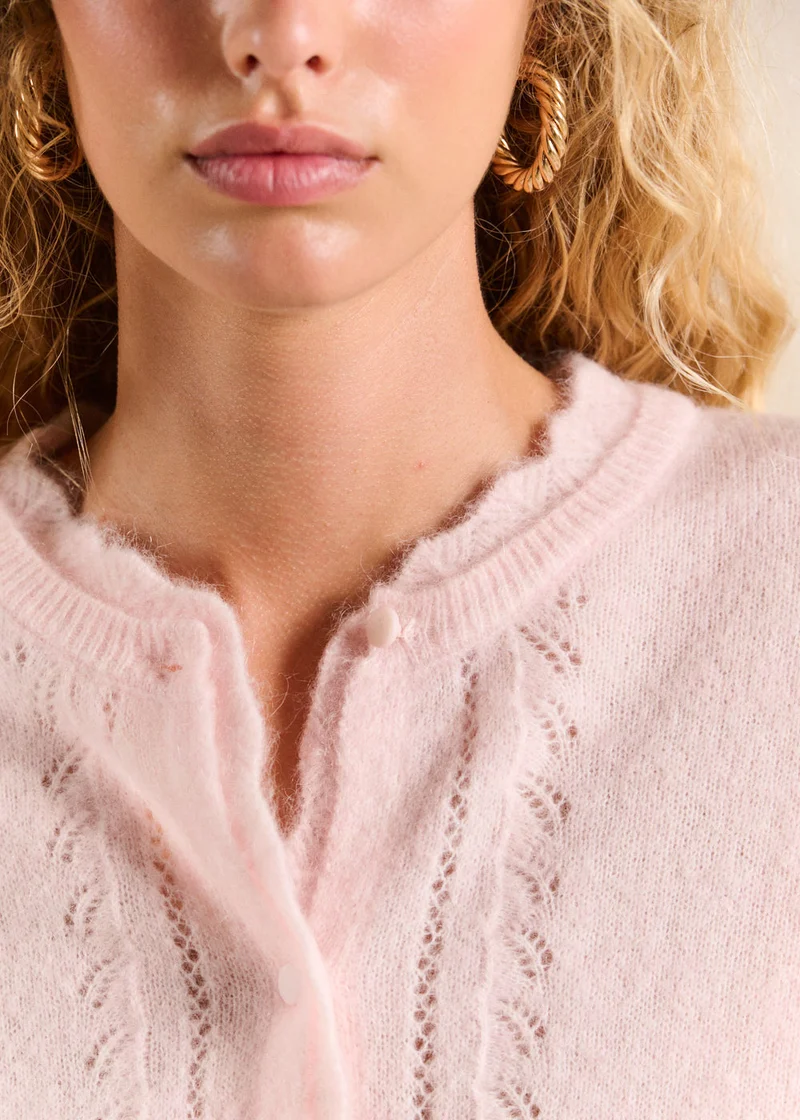 Gilet cardigan en mohair maille ajourée