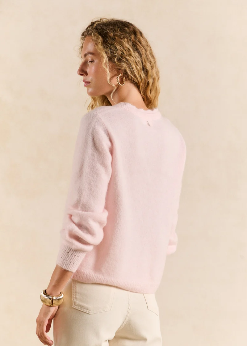 Gilet cardigan en mohair maille ajourée