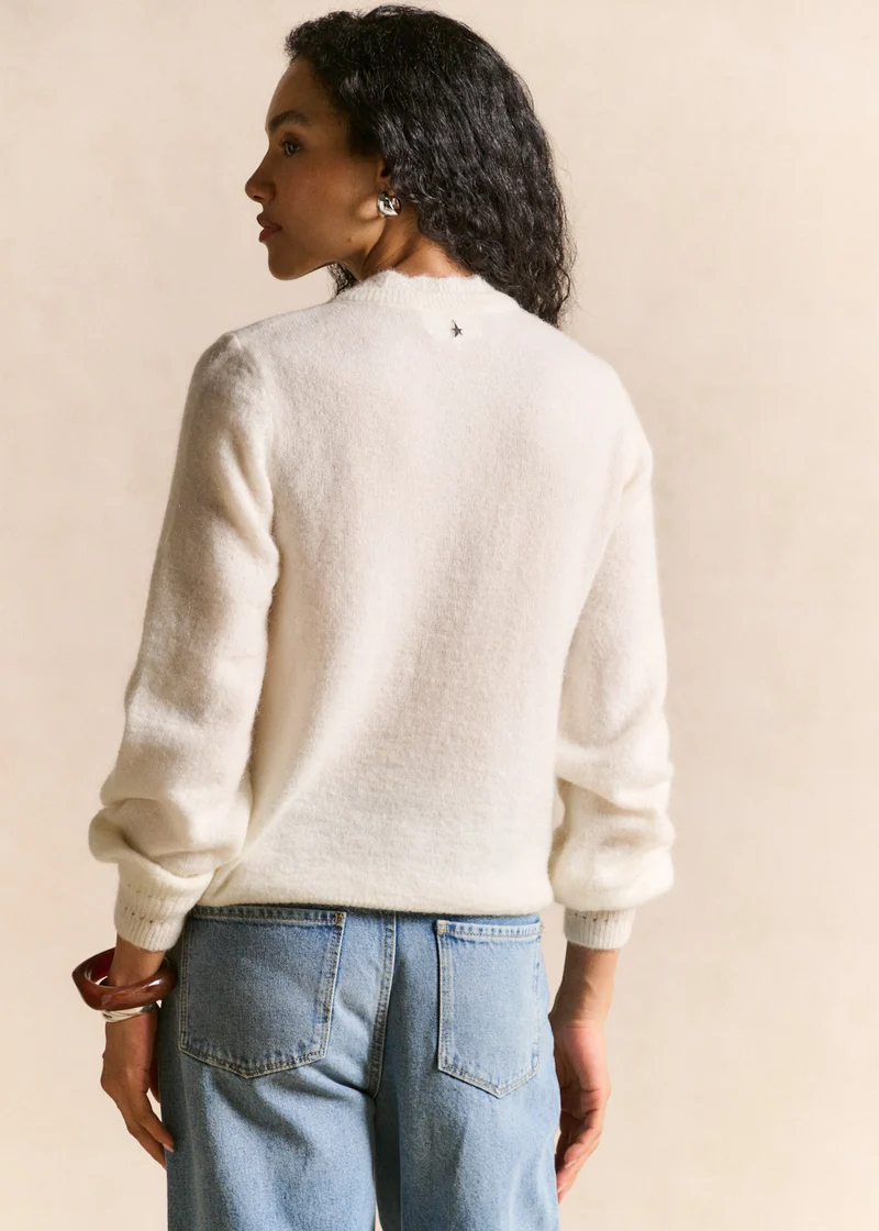 Gilet cardigan en mohair maille ajourée