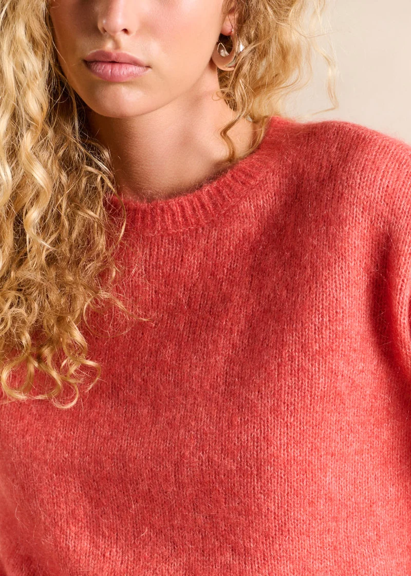 Pull col rond en mohair manches longues
