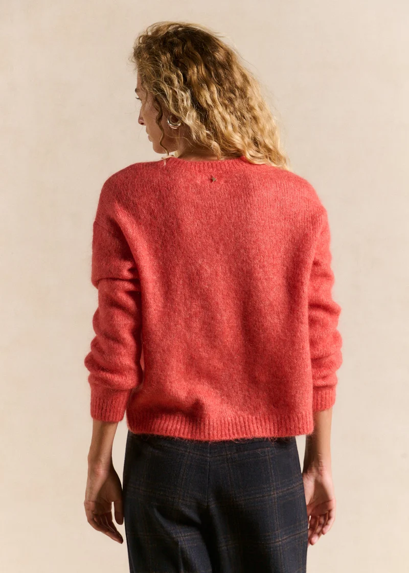 Pull col rond en mohair manches longues