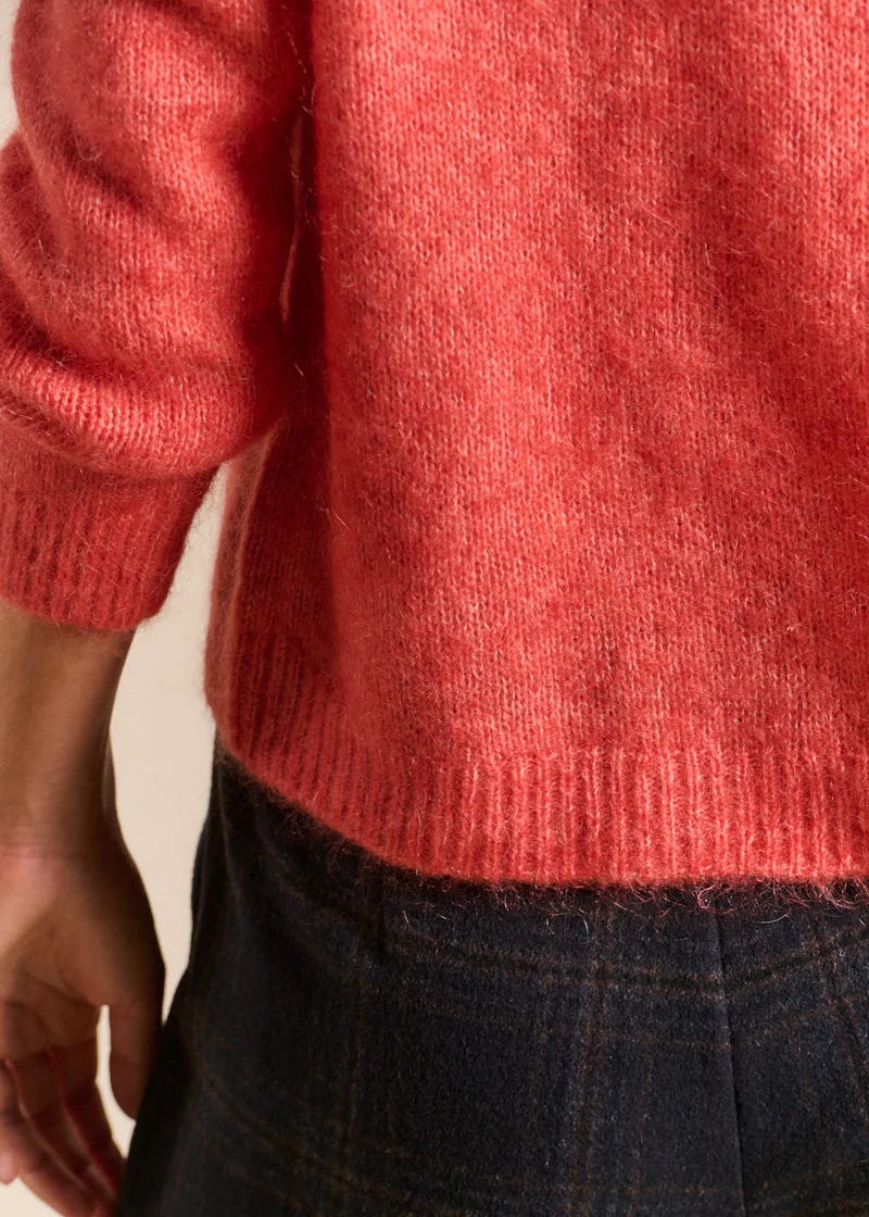 Pull col rond en mohair manches longues