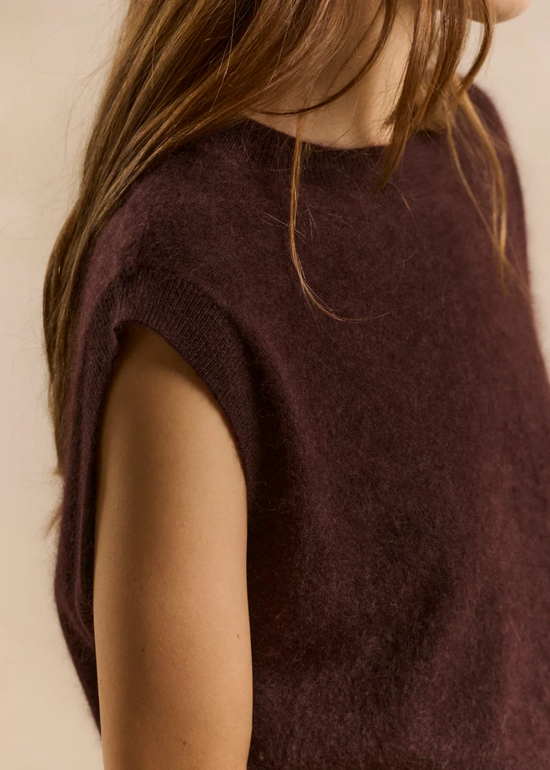 Pull sans manches ample en laine et cachemire