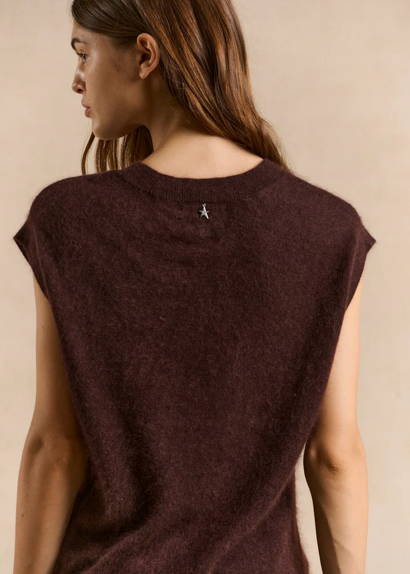 Pull sans manches ample en laine et cachemire