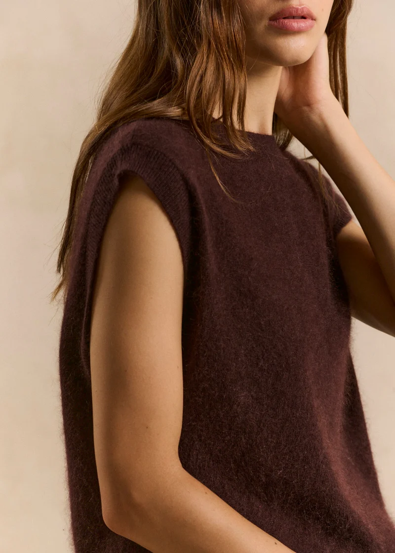 Pull sans manches ample en laine et cachemire