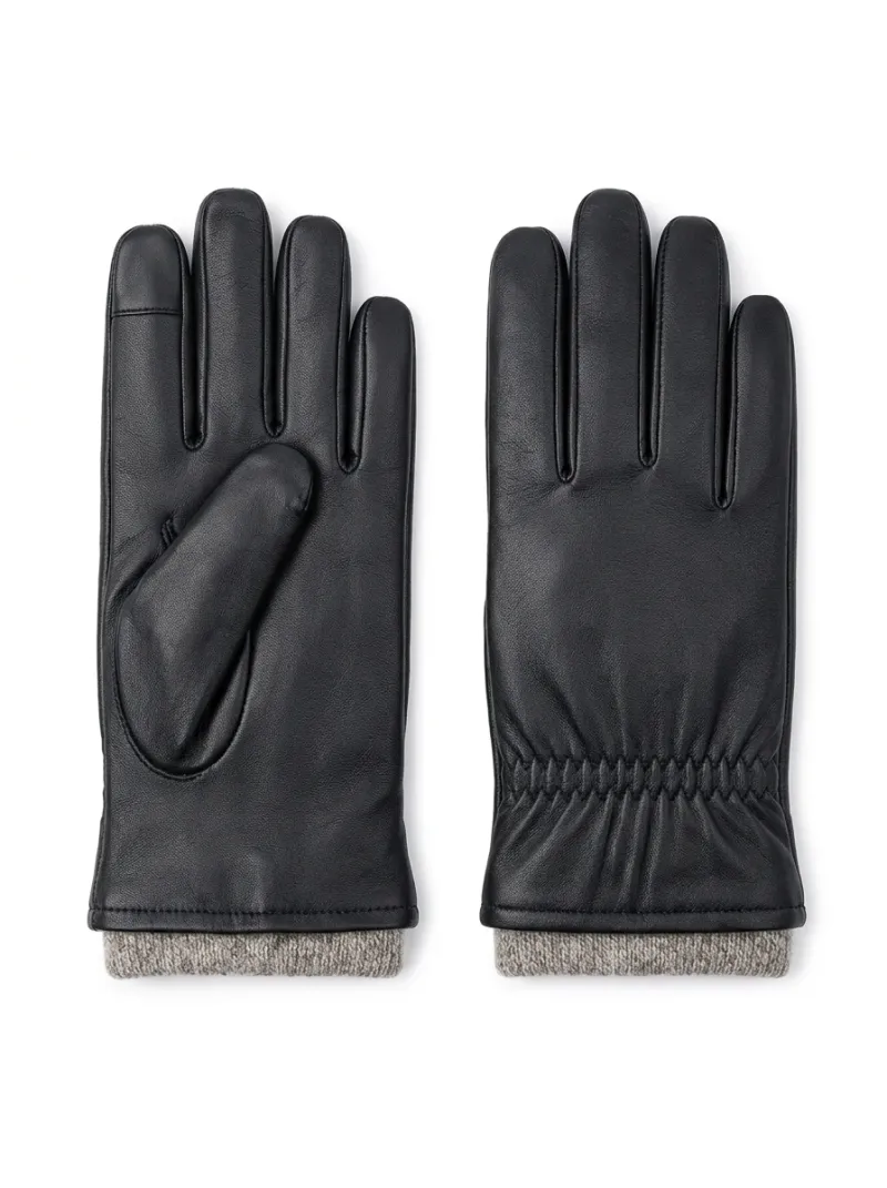 Gant cuir smartphone laine mouton homme hivernal robuste