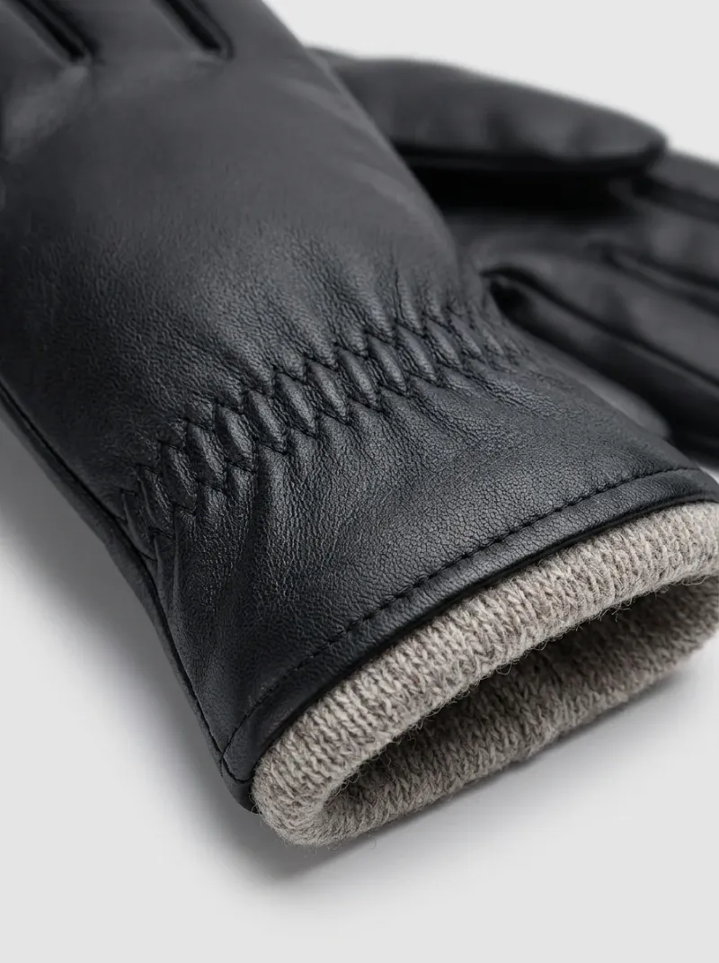 Gant cuir smartphone laine mouton homme hivernal robuste