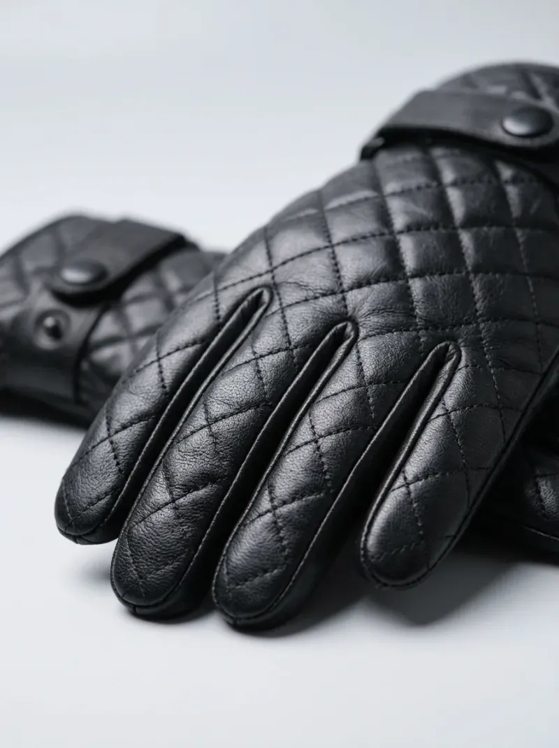 Gant cuir véritable homme matelassé doublure laine