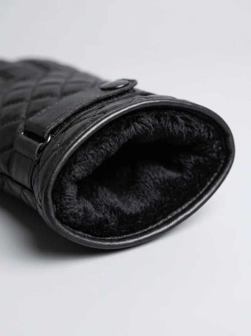 Gant cuir véritable homme matelassé doublure laine