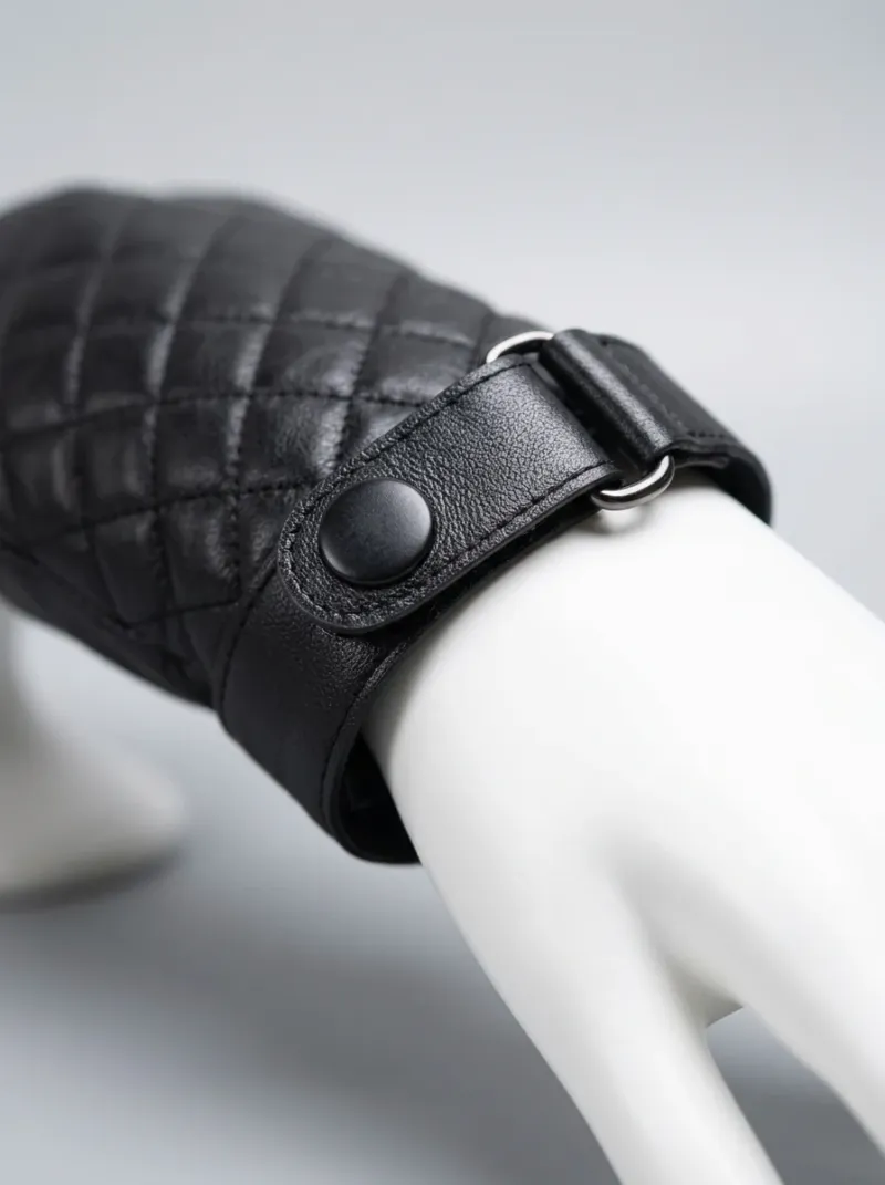 Gant cuir véritable homme matelassé doublure laine